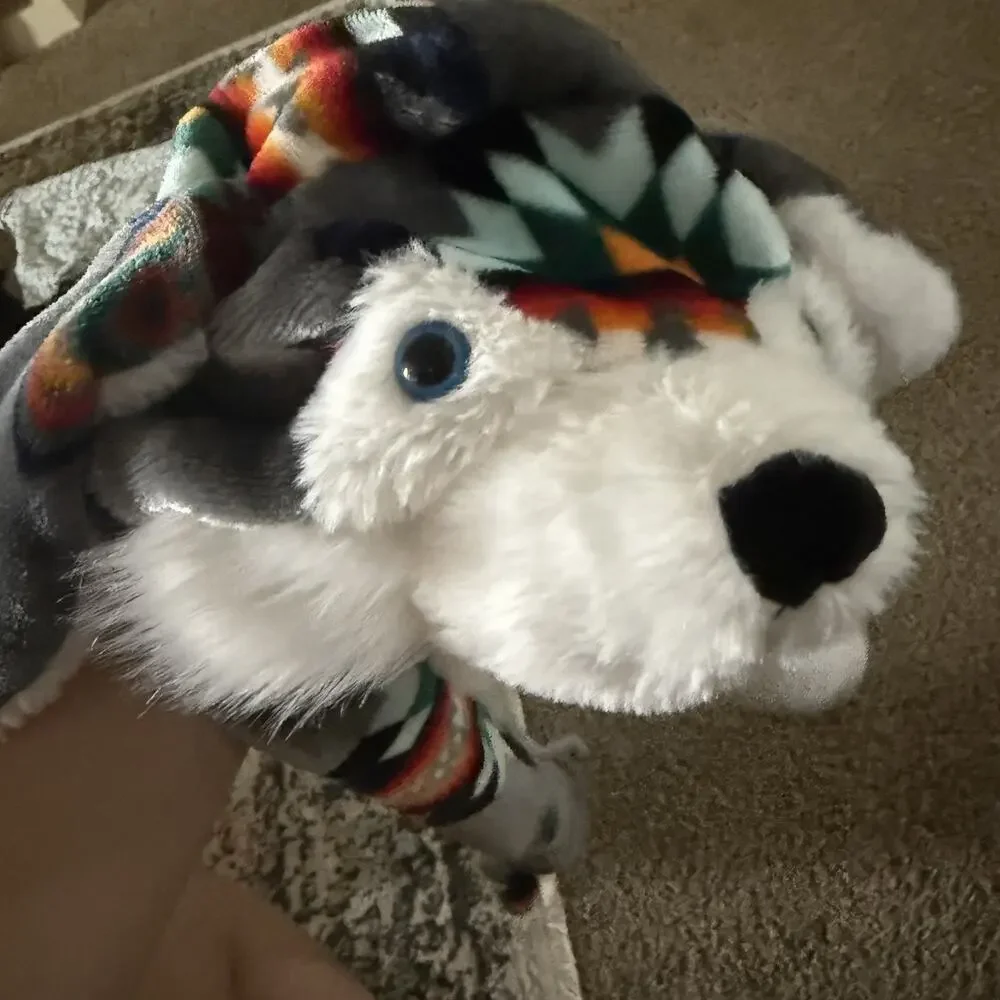Wolf Hat Cap Strap Back Gray White Plush Faux Fur Animal Ears Winter Mens Womens